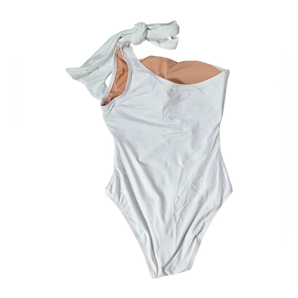 NWT. J. Crew White One-Shoulder One‎ piece Swimsuit - Picture 3 of 11